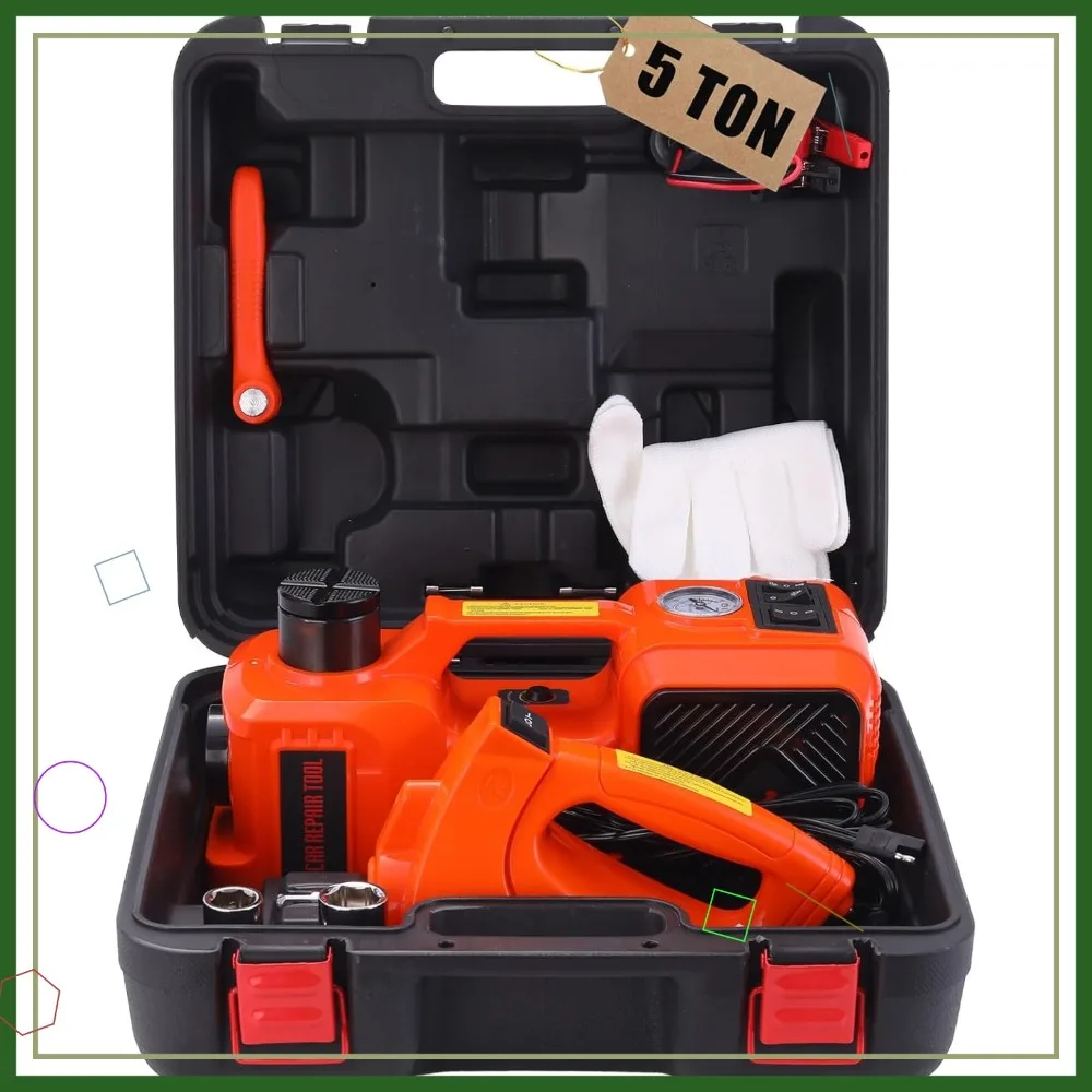 

Электрический гидравлический автомобильный домкрат 5 тонн 12В с ударным гайковертом и насосом для подкачки шин для внедорожников и седанов, со светодиодной подсветкой