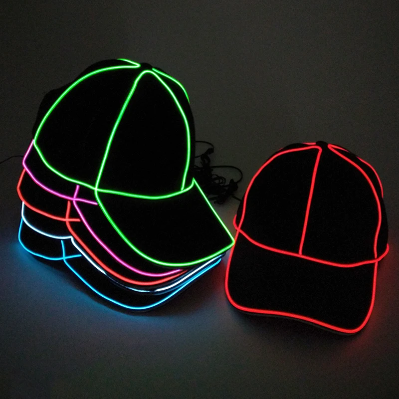 Fashion Flashing Baseball Cap LED Lighted Glow Club Party Hip Hop Black Travel Hat KTY Bar Party Sporting Fun Event Caps