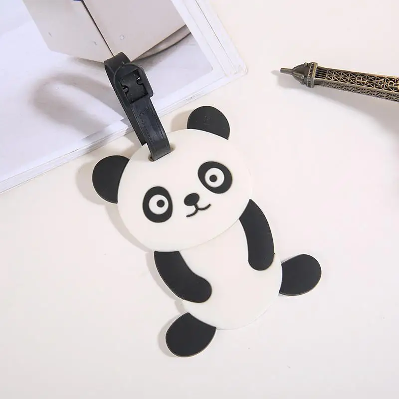 Niedliche Gepäckanhänger aus Silikon in Panda-Form mit verstellbarem Riemen, wasserdicht für Geschäftsreisen – Detail 4