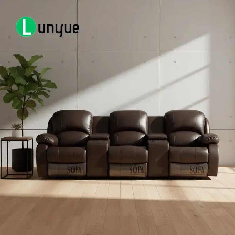 Leather Home Theatre Villa Luxury Reclining Sofa Leather Electric Recliner Sofa Swivel Rotate Rocking Chair Theater Cinema