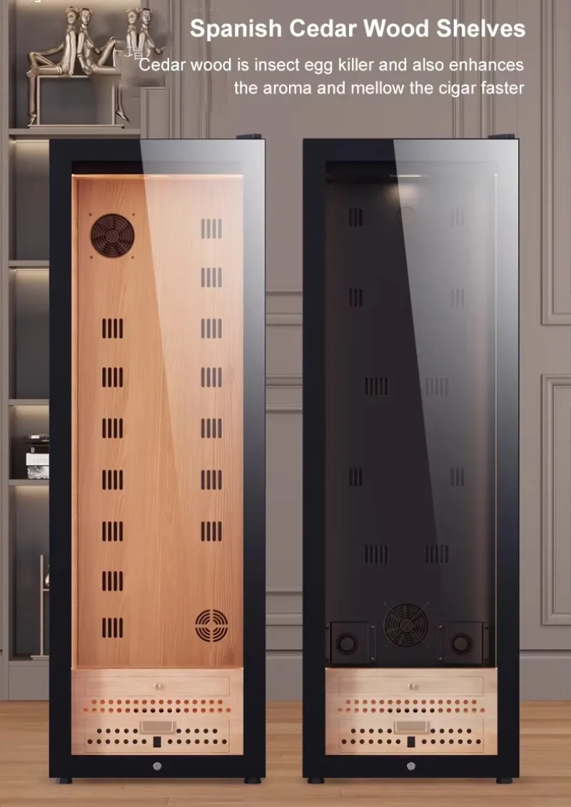 JiuFu-sistema único de humidificación para almacenamiento de cigarros, gabinete para cigarros, humidificador electrónico de madera de cedro