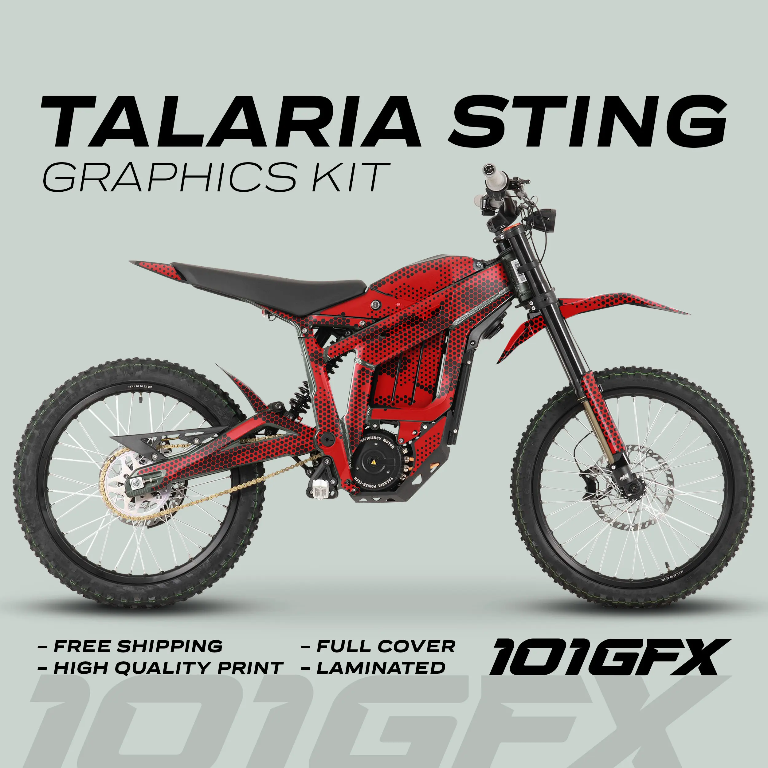 Graphics Kit HEXOCAM RED Decals Stickers Laminated Camo hexagonal honeycomb modern  wrap eBike Emoto For Talaria Sting MX3 MX4