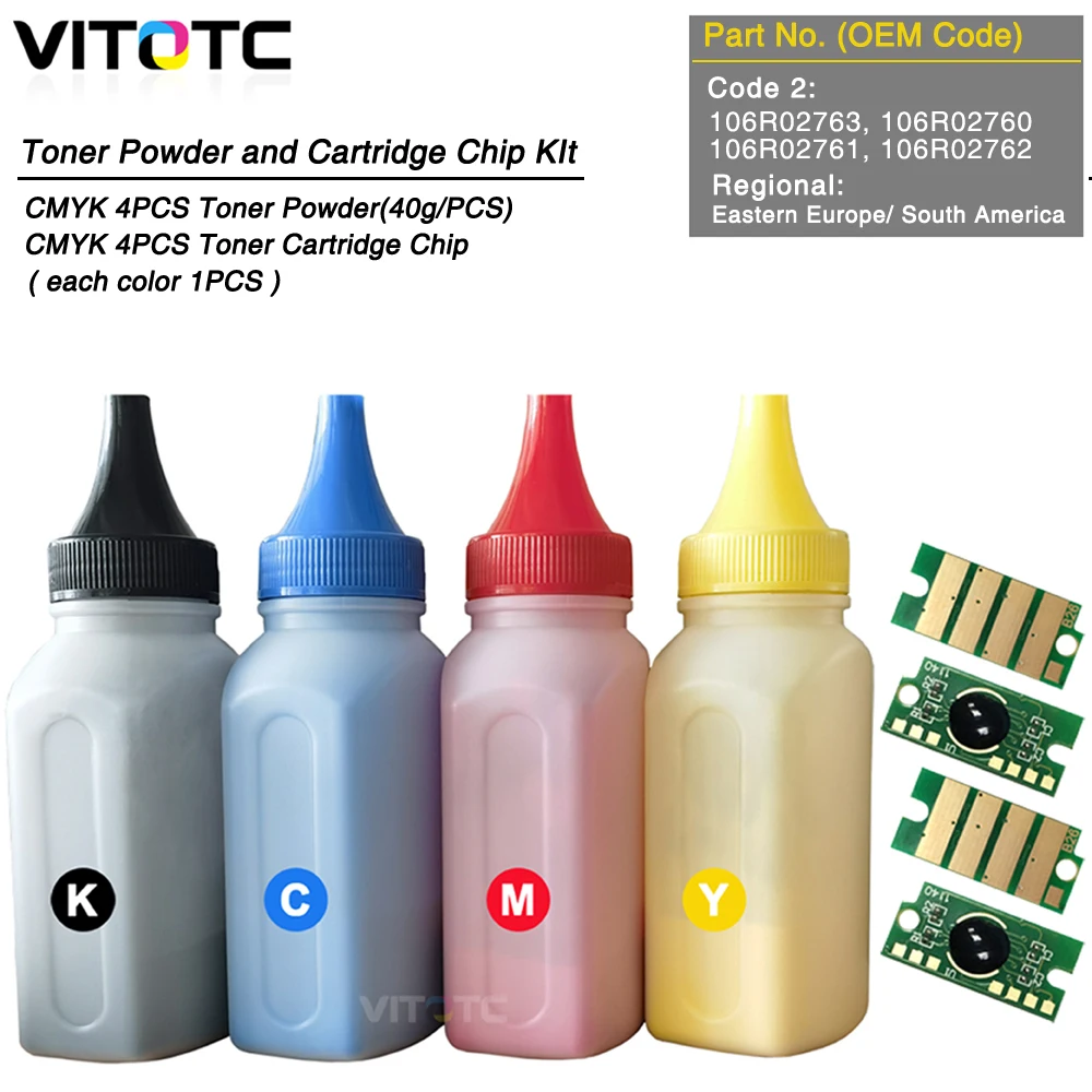 Image 7: Kit de 4 cartouches de toner japonais 4 couleurs avec puce pour imprimante laser Xerox Phaser 6020 6022 Workcentre 6025 6027