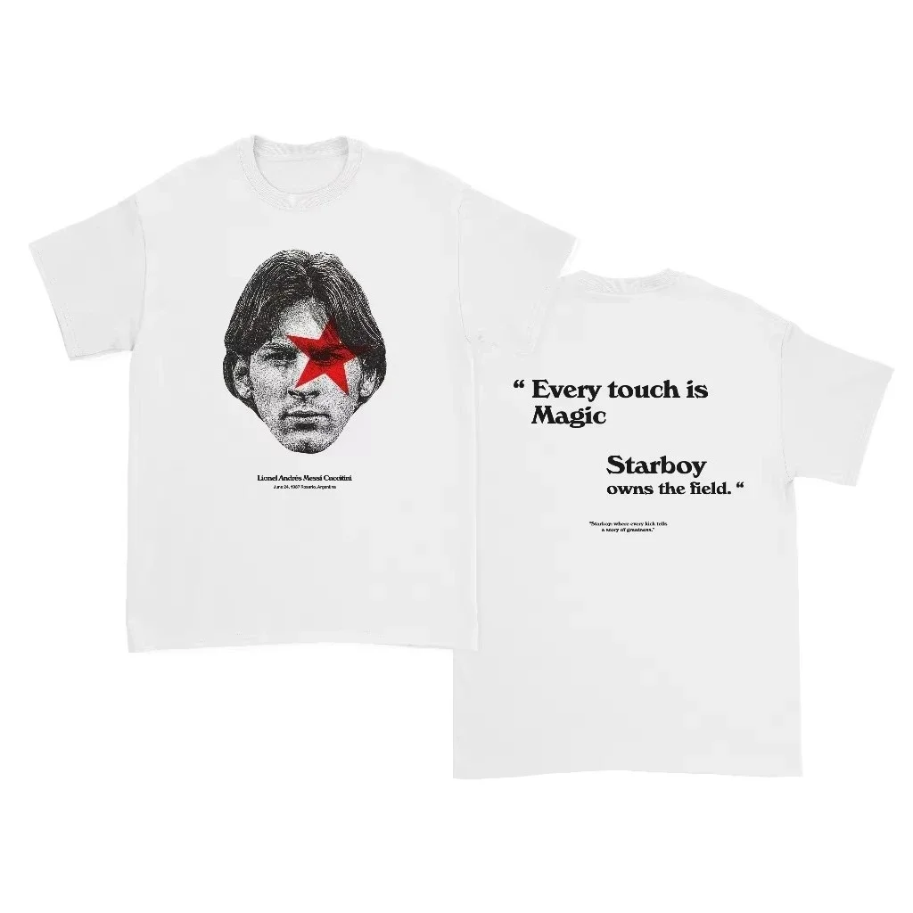 

Campeones Tshirt Football Cristiano Ronaldo Lionel Messi Forever Young Starboy Series American Oversize Summer Short Sleeves Top