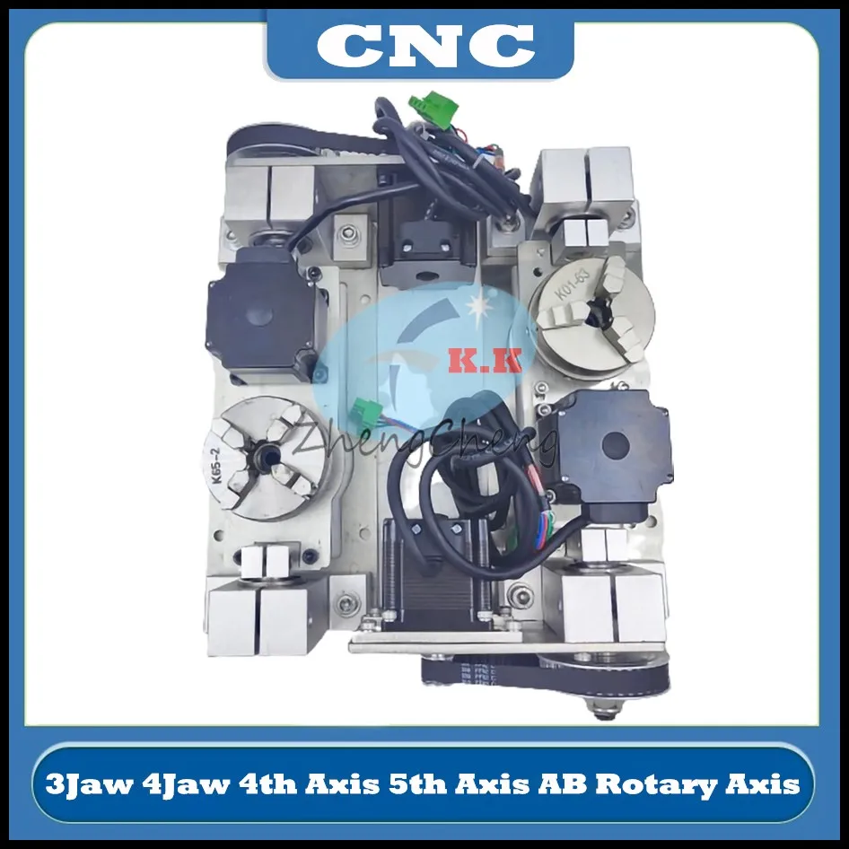 Latest 4th Axis 5th Axis AB Rotary Axis 3Jaw 4Jaw Center Chuck 60mm Height 55mm DIY CNC Router Engraving Machine Rotary Tool