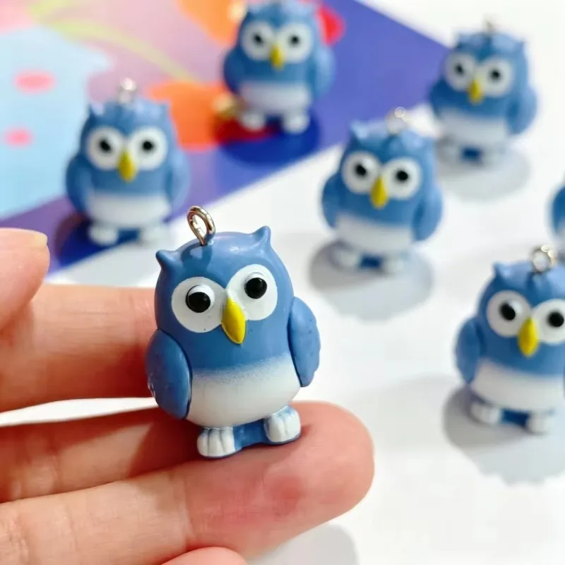 6Pcs Cute Owl Resin Charms Cartoon Bird Animal Pendant DIY Jewelry Making Accessories for Earring Keychain Handmade Craft Charm