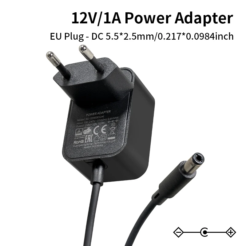 DC12V 1A Power Adapter 12W AC Power Adapter Suitable for Small Household Appliances AC100-240V to DC12V 1000mA Charger