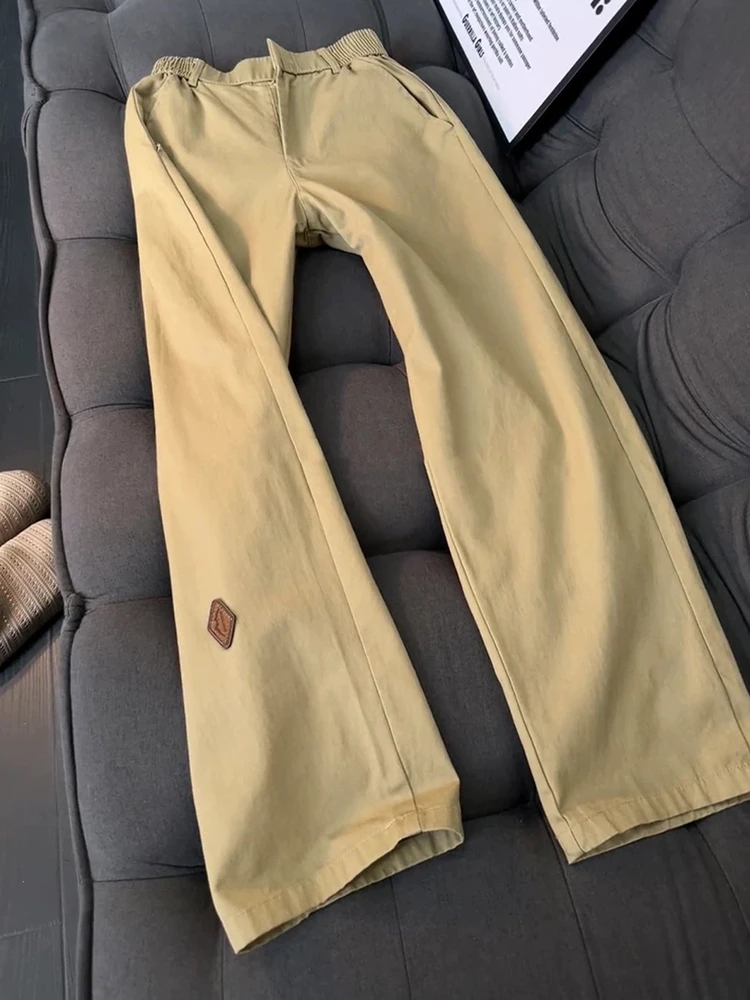 

Американские ретро-брюки прямого кроя унисекс, длинные рабочие брюки с высокой талией, спортивные расклешенные брюки Cleanfit, повседневные брюки