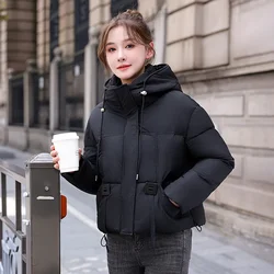 Autumn Winter New Down Cotton Jacket Women's Korean Cotton-Padded Thicken Warm Hooded Parkas Short Coat Female Casual Ladies Top