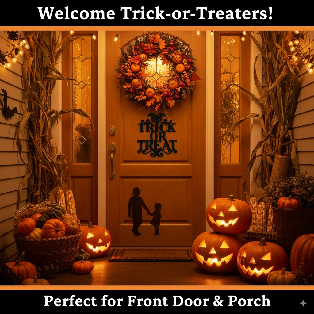 Spooky “Happy Halloween” Window Stickers | Witch, Pumpkin, and Bat Designs for Glass Door or Window Halloween Decor view 3