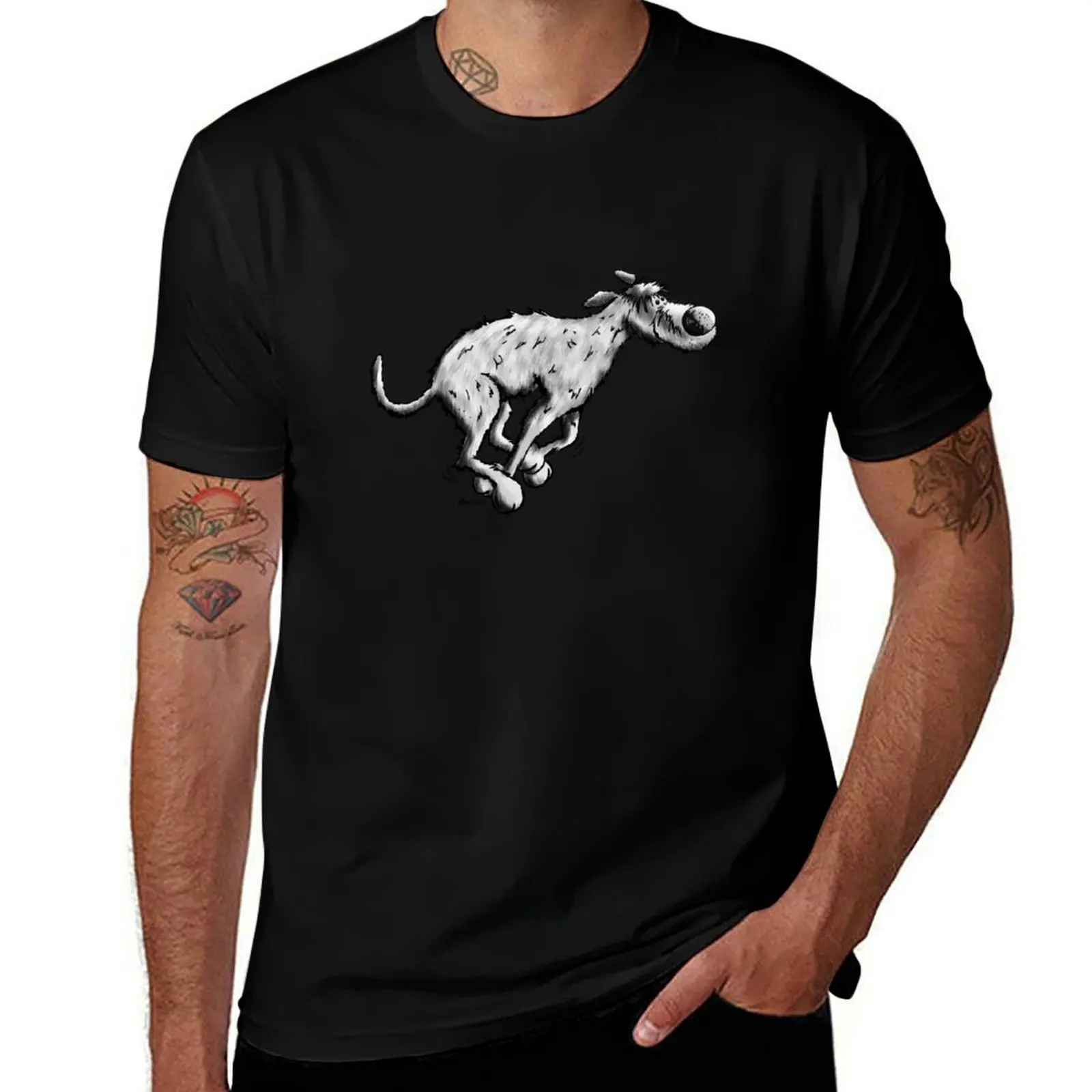 

Running Irish Wolfhound Dog Cartoon T-Shirt anime t shirts for man man tshirt T-Shirt