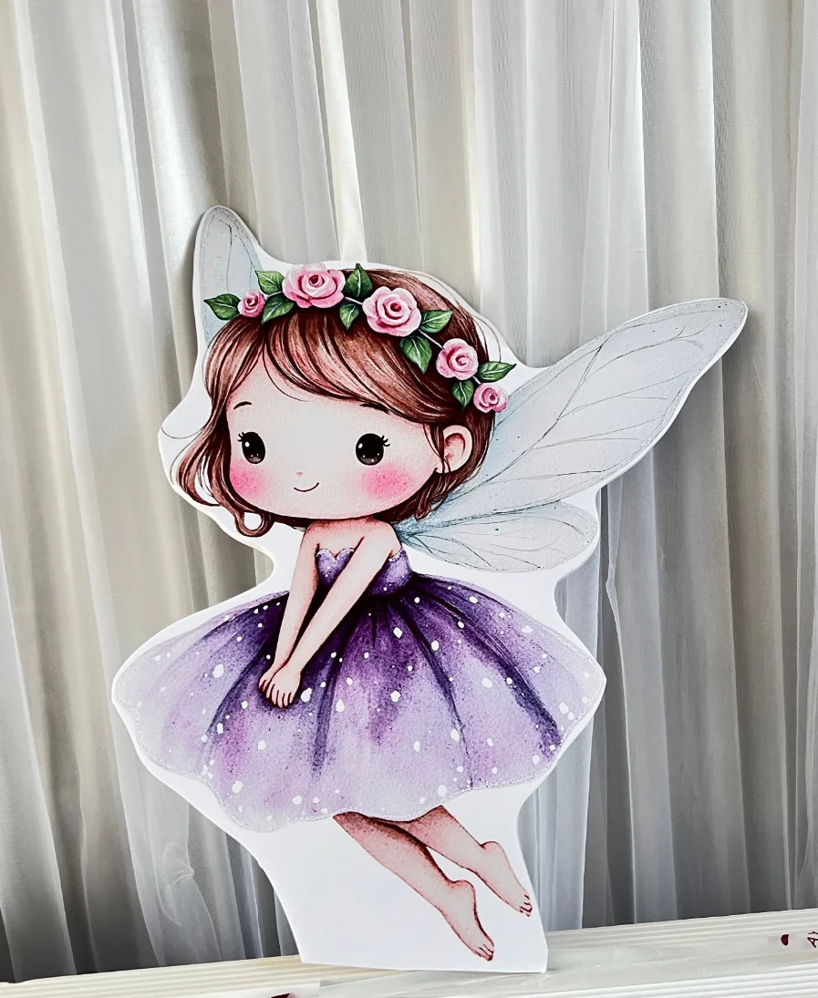 الألوان المائية الأرجواني FairyLand الجنية القواطع Kt رغوة مجلس الفطر كرتون حفلة عيد ميلاد ديكور خلفية استحمام الطفل الدعائم علامات