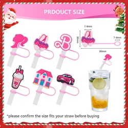 Accessori per Stanley Cup 7-8mm Tazza con maniche in paglia Barbie rosa per tazze cadenti Regalo Chrietmas