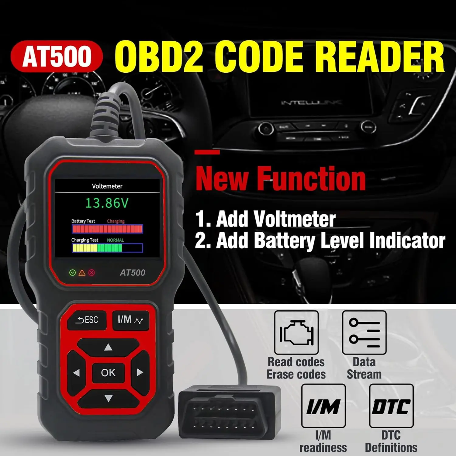 AT500 OBD2 Scanner - Professional Code Reader for OBD II Cars (1996+)