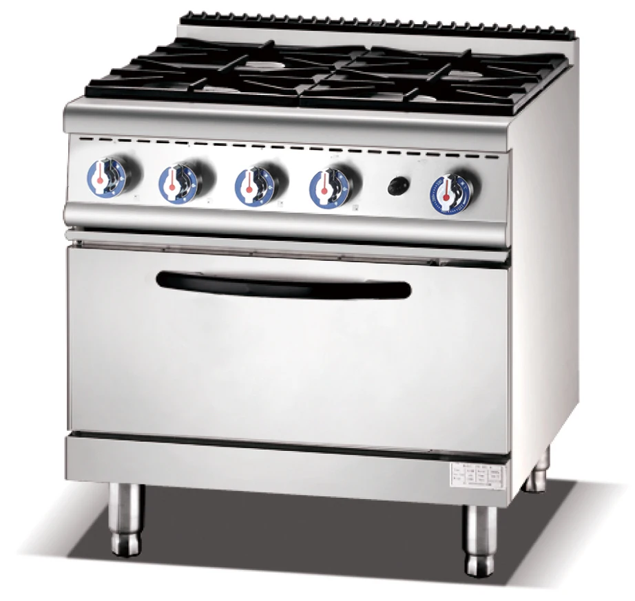 Stainless Steel 4 Burner Gas Range Stove with Oven for testaurant