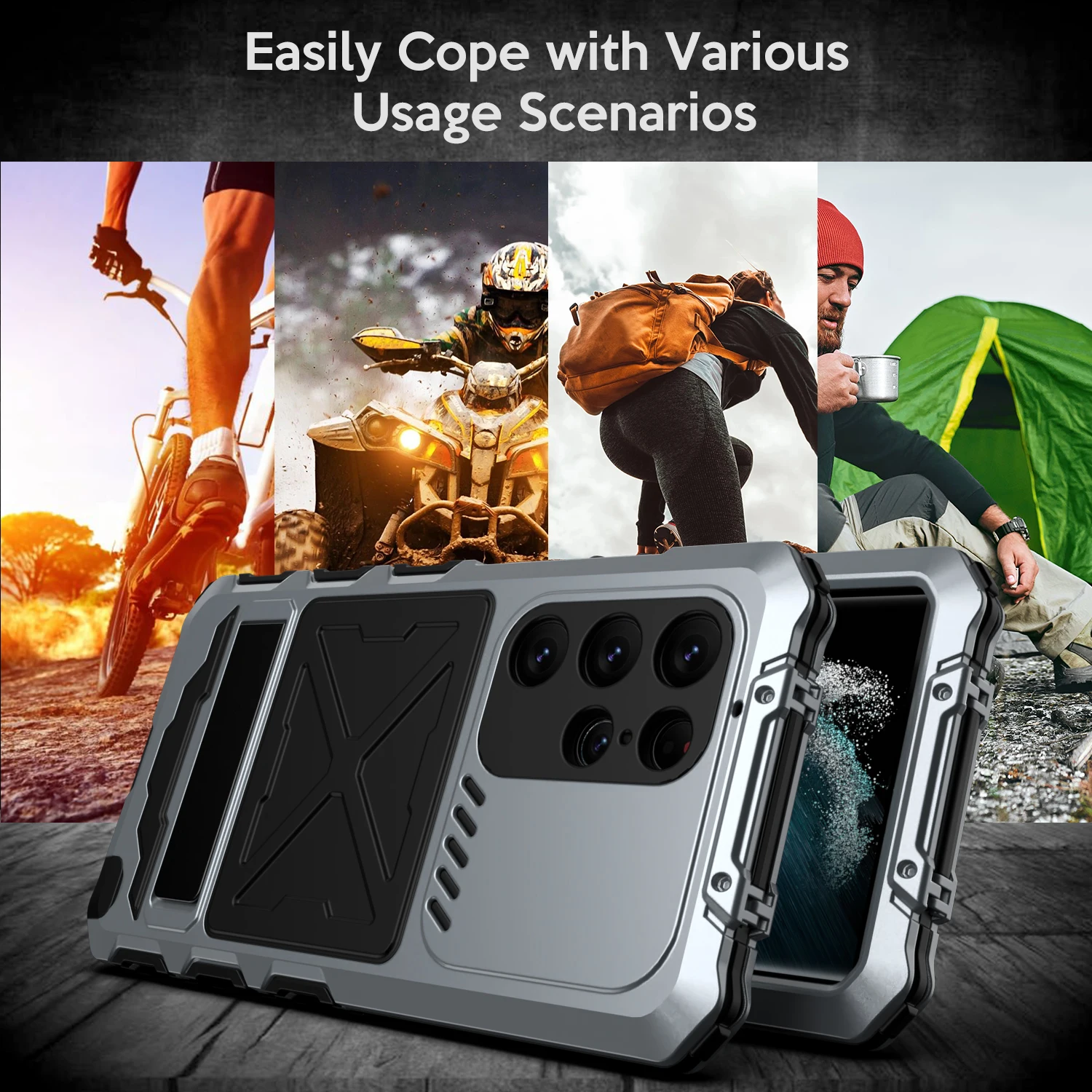 Heavy Duty Armor Metal Aluminum Phone Case For Samsung Galaxy S23 Ultra 5G Case 360 Full Protection Shockproof Cover