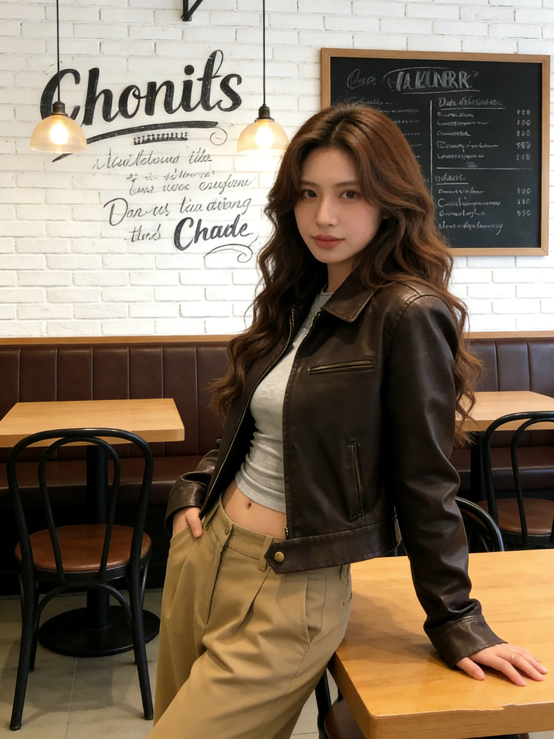 Veste en cuir cool pour femme, coupe ajustée, en cuir PU, manteau d'automne, nouveau style, marron, style américain rétro, veste de moto