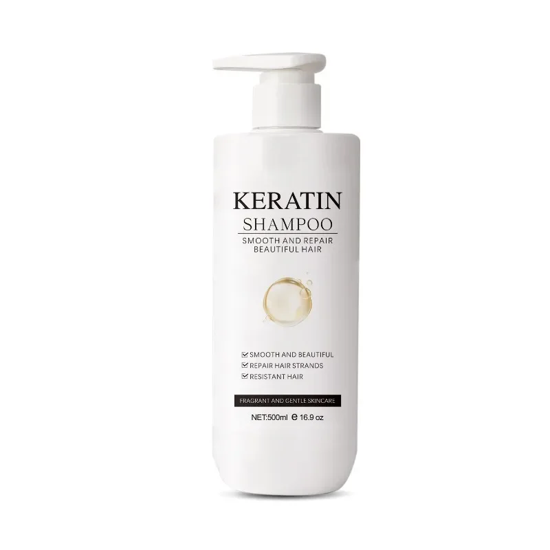 500ml Keratin Shampoo Hair Care Smooth Silky Repair Perm Dye Shampoo Conditioner Improves Frizzy Split Ends and Nourishes Hair