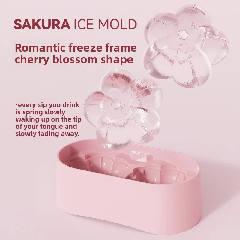 Cherry Blossom Ice Maker Ice Cube Maker Whiskey DIY Mold Refrigerator Ice Cube Tray Ice Box