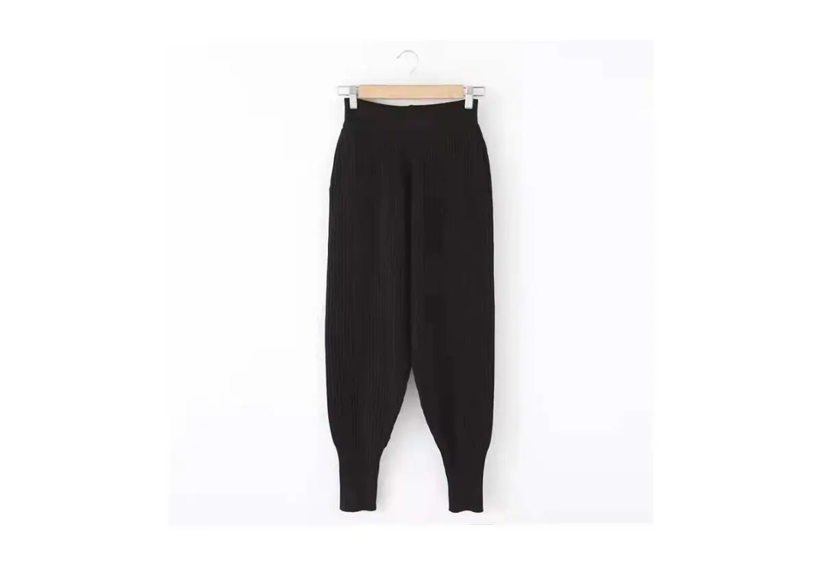 Female Elastic waist pants Thick knitted Hareem pants Autumn Winter Sports oath Women's pants New Bottle