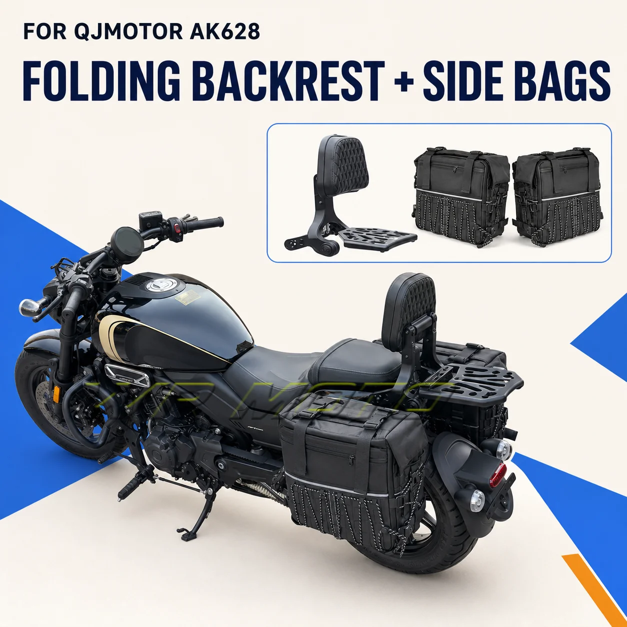 Crash Bar Bumper Foldable Backrest Waterproof Canvas Full‑Helmet Bag Fit For QJMOTOR AK628 Scooter Mod Accessories