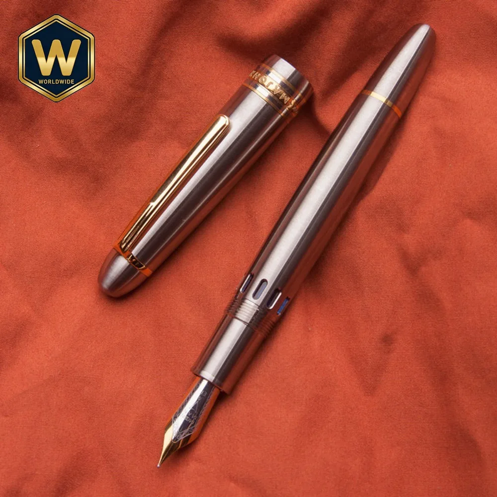 TI136 Titanium Alloy Piston Light Metal Ink Pen Hammer Texture Anti-Allergy Brushed