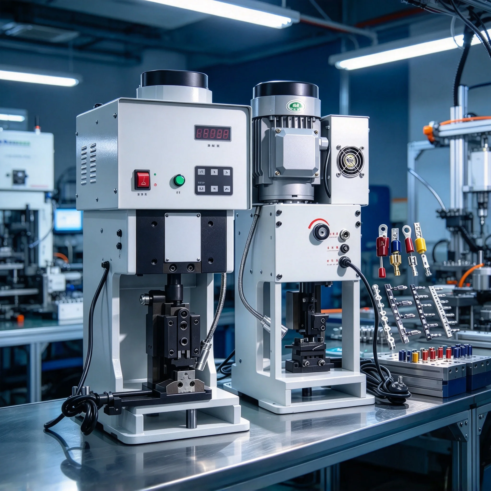 Terminal Machine 220V 110V Fully Automatic Wire Terminal Crimper 1.5T Low Noise Vertical Horizontal Single Grain Mold Optional