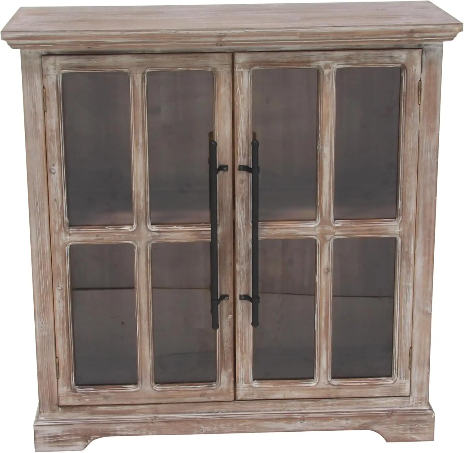 Wood Room Cabinet 1 Shelf And 2 Door Storage Cabinet With Glass Front Panels, Accent Cabinet 33