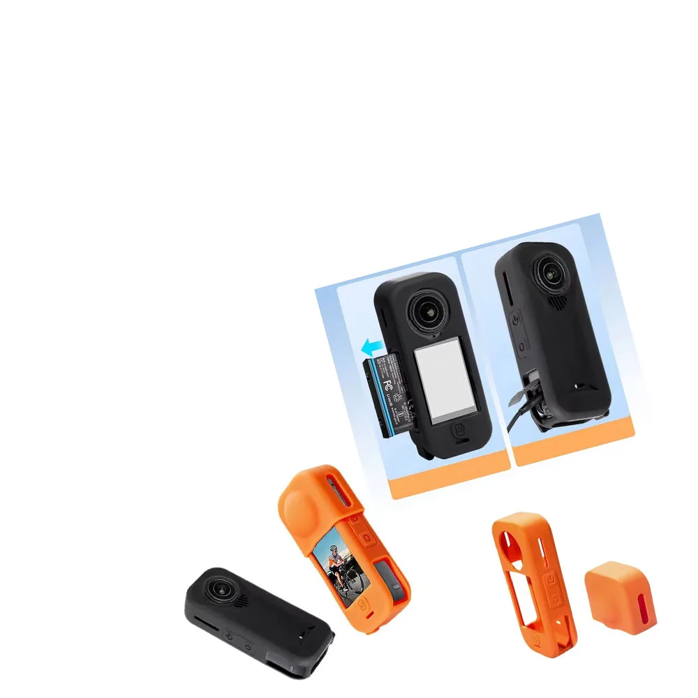 

for Insta360 X4 Air Body Protection Case and Lens Protection Cover Silicone Camera Accessories Orange Black