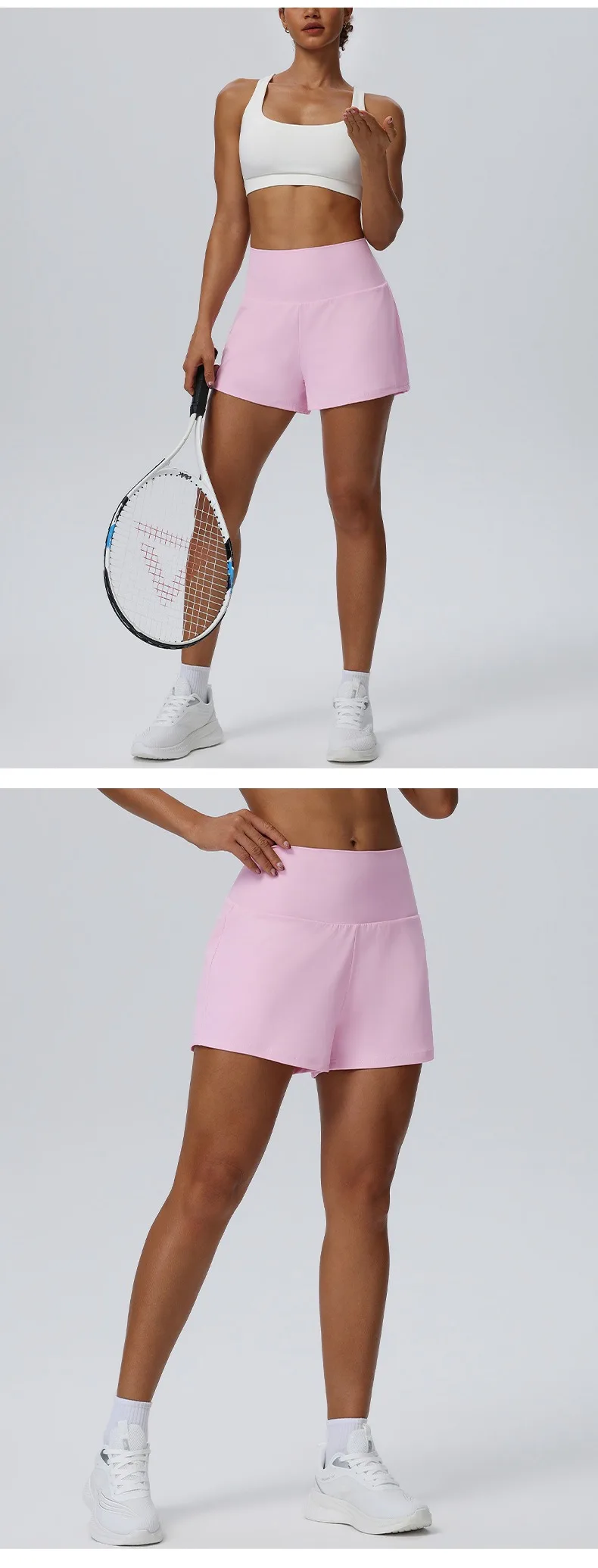 Women's Summer Loose Running Shorts 2-in-1Quick Dry Athletic Yoga Gym Shorts with Pockets Yoga Fitness Sports Shorts