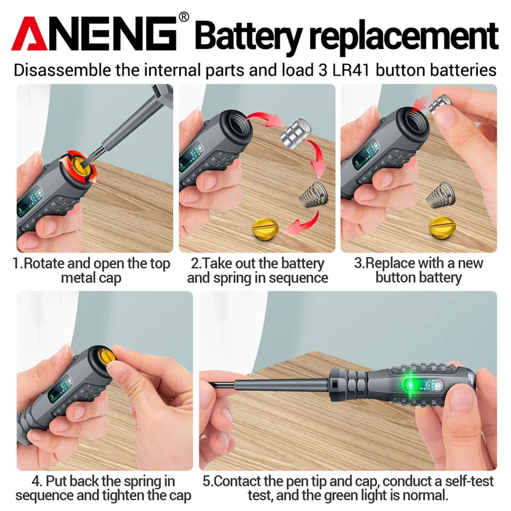 ANENG B05 Voltage Tester Pen with Indicator Multi-functional Screwdriver Slotted + Phillips Non-contact Induction Test Pencil