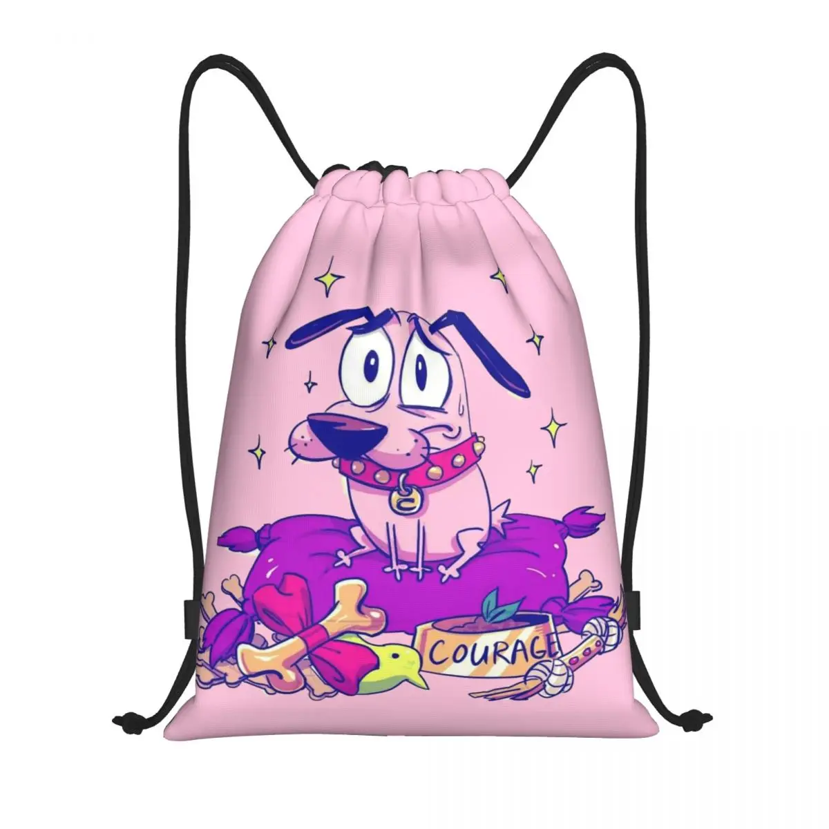 Custom C-Courage The Cowardly Dog Stupid Dog Drawstring Bags Men Women Lightweight Sports Gym Storage Backpack