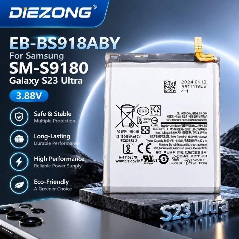 High-quality EB-BS918ABY 5000mAh  Battery for Samsung S23 Ultra 5G SM-S918 Replacement Mobile Phone Internal Batteries
