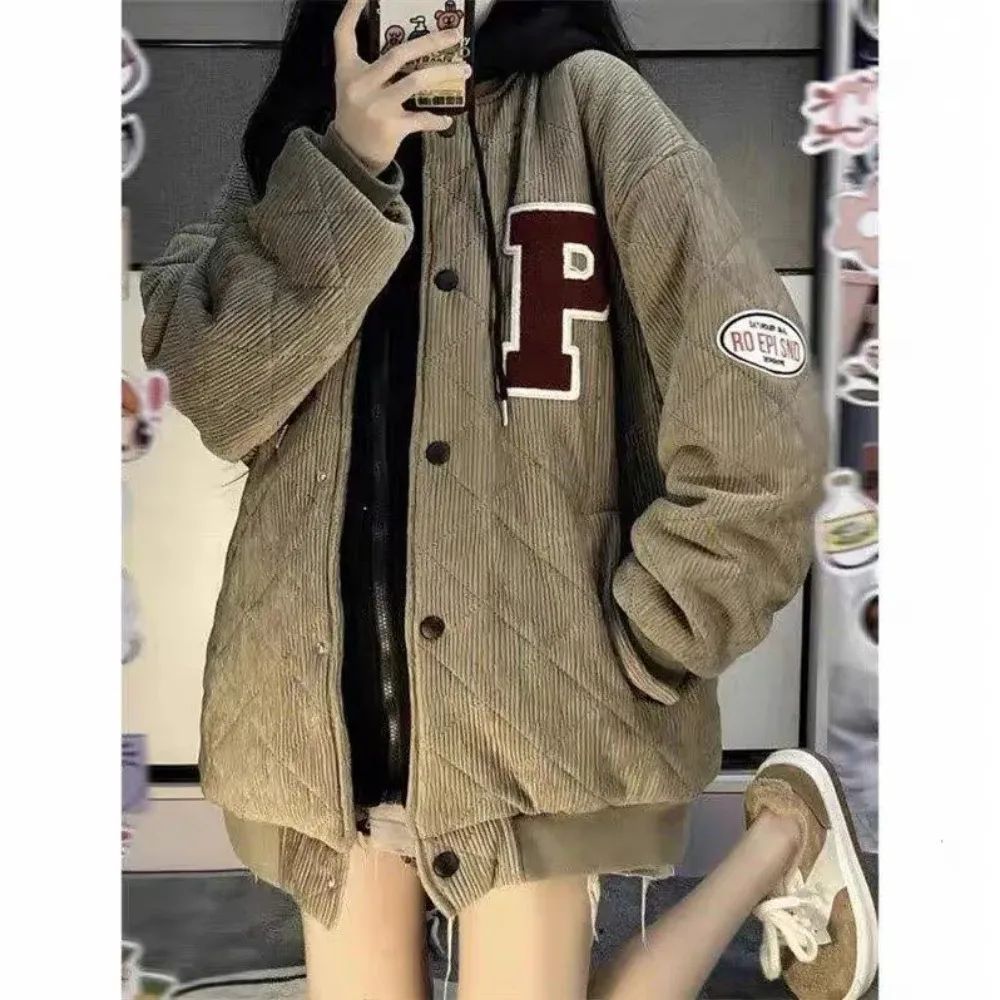 Coats Woman Winter 2026 Jackets Corduroy Tops Outwear Harajuku Retro Jacket Hooded Coat Loose Cheap Wholesale
