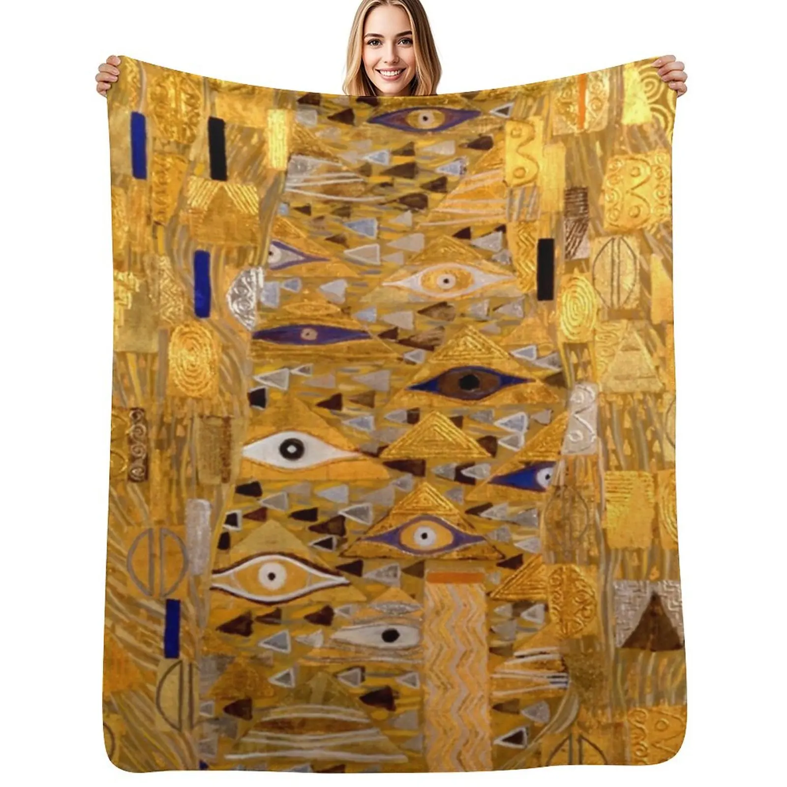 

Adele Bloch-Bauer I - Detail by Gustav Klimt Gold Throw Blanket For Decorative Sofa Furrys Winter beds Hairys Blankets