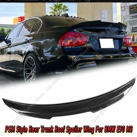 Para bmw e90 m3 2008-2012 & e90 3 séries 2005-2011 sedan spoiler traseiro do telhado psm estilo v2 tronco traseiro do carro boot spoiler asa