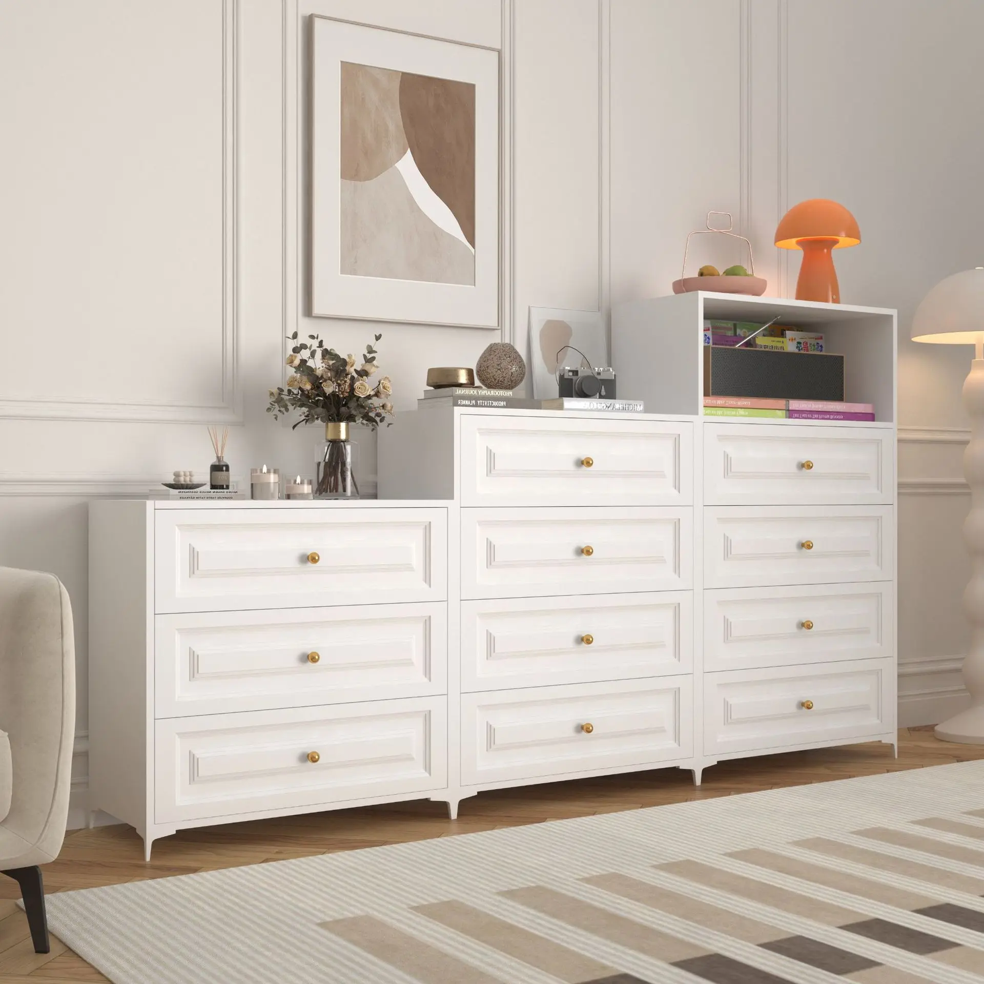 Household light luxury color chest cabinet file storage cabinet with station foot off the ground locker bedroom steel