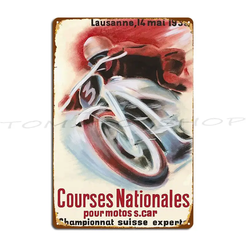1939 Swiss National Motorcycle Racing Championship Metal Sign Cinema Club Bar Create Party Plates Design Tin Sign Poster