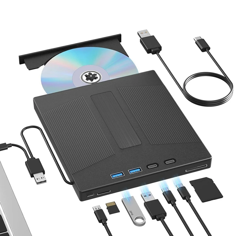 

7 in 1 External Blu Ray Drive, Support 100G Disc Read&Write, Optical Drive BD/CD/DVD Drive Burner for PC Laptop Desktop-ABVP