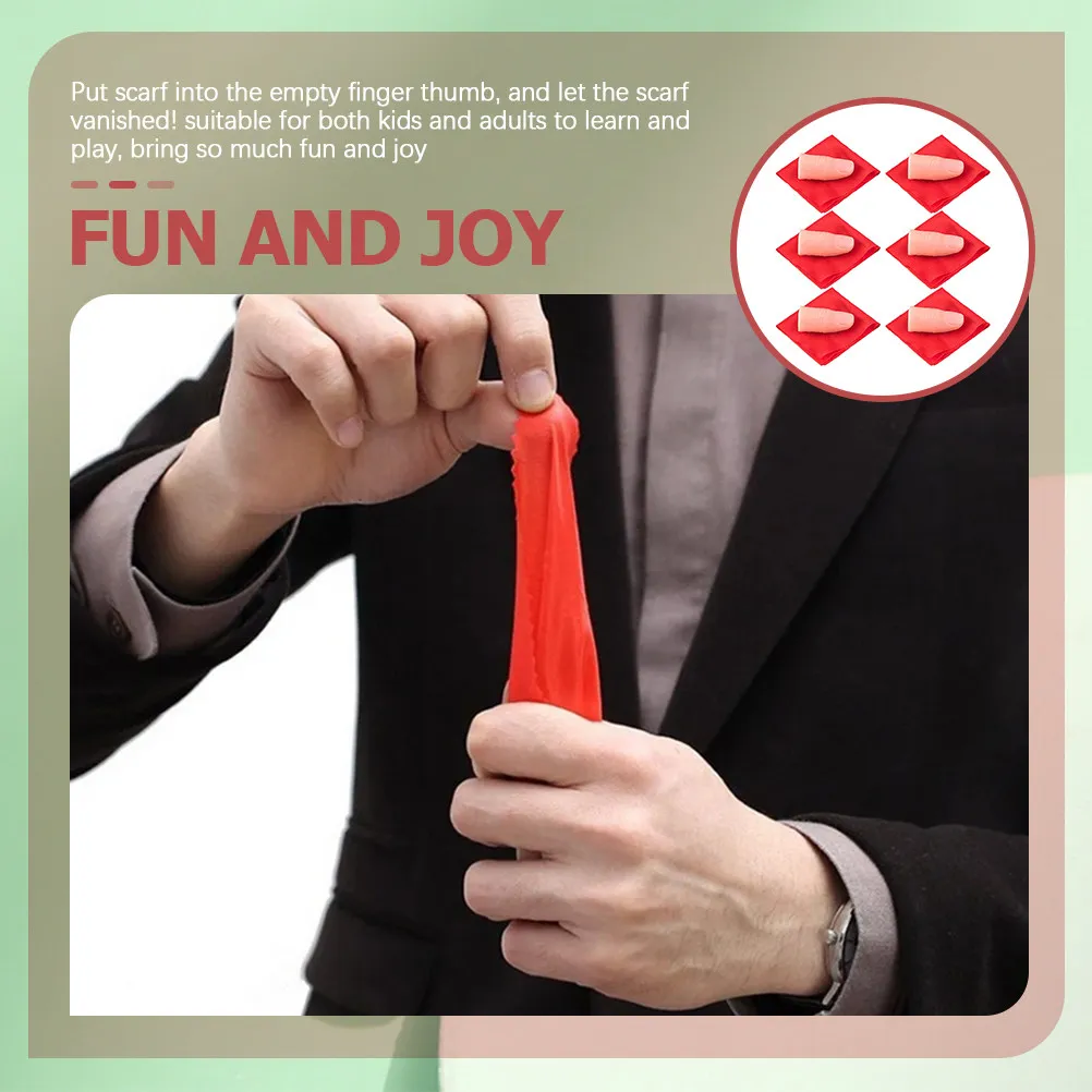 

6Set Scarf Trick Disappearing Fake Finger Thumb Tips Realistic Stage Performance Props for Kids Adults Party Tricks