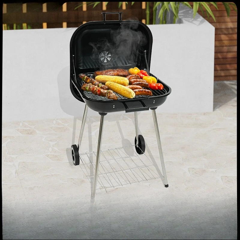 Cross-border Wholesale 22-inch Enamel Charcoal  Outdoor  Portable Four-legged Burger  American