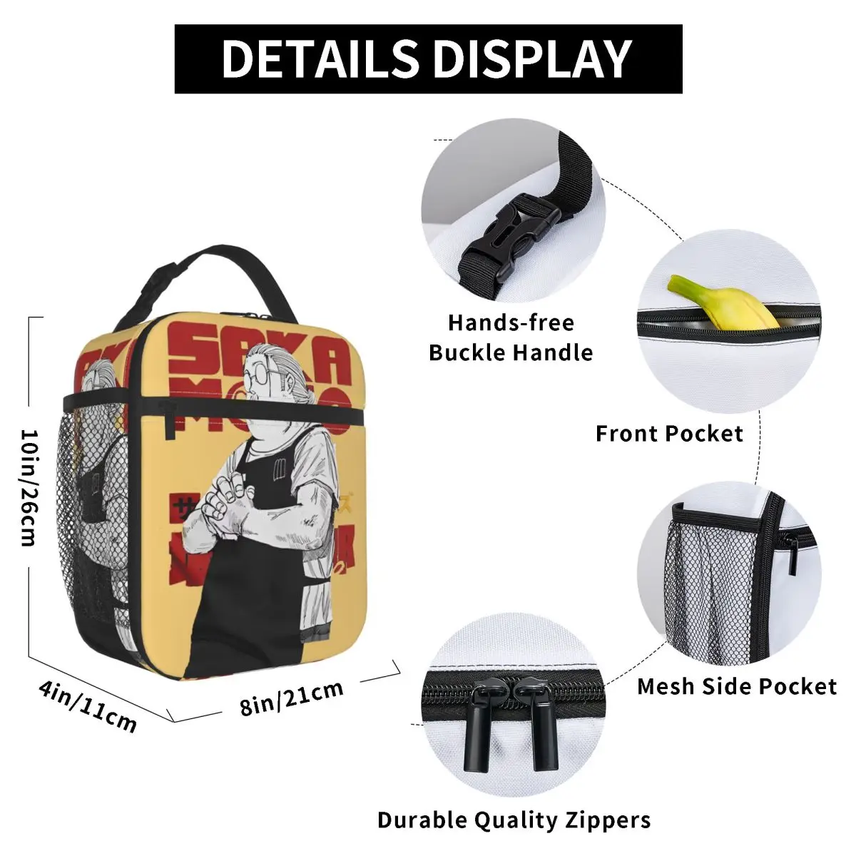 Sakamoto Days Lunch Bag Portable Zipper Lunch Box Unisex Office Graphic Cooler Bag Aesthetic Waterproof Thermal Lunch Bags