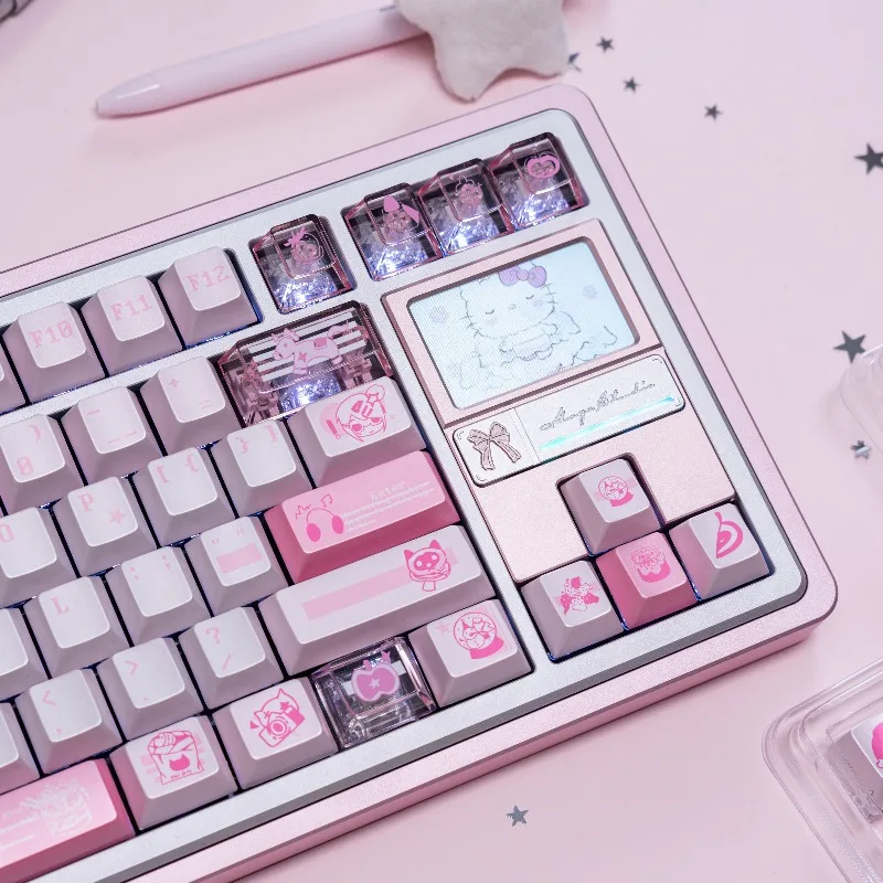 Berry Hard Candy Cute Pink Theme Keycaps Set PBT Sublimation Custom Original Handmade Keycap for Mechanical Keyboard Accessories