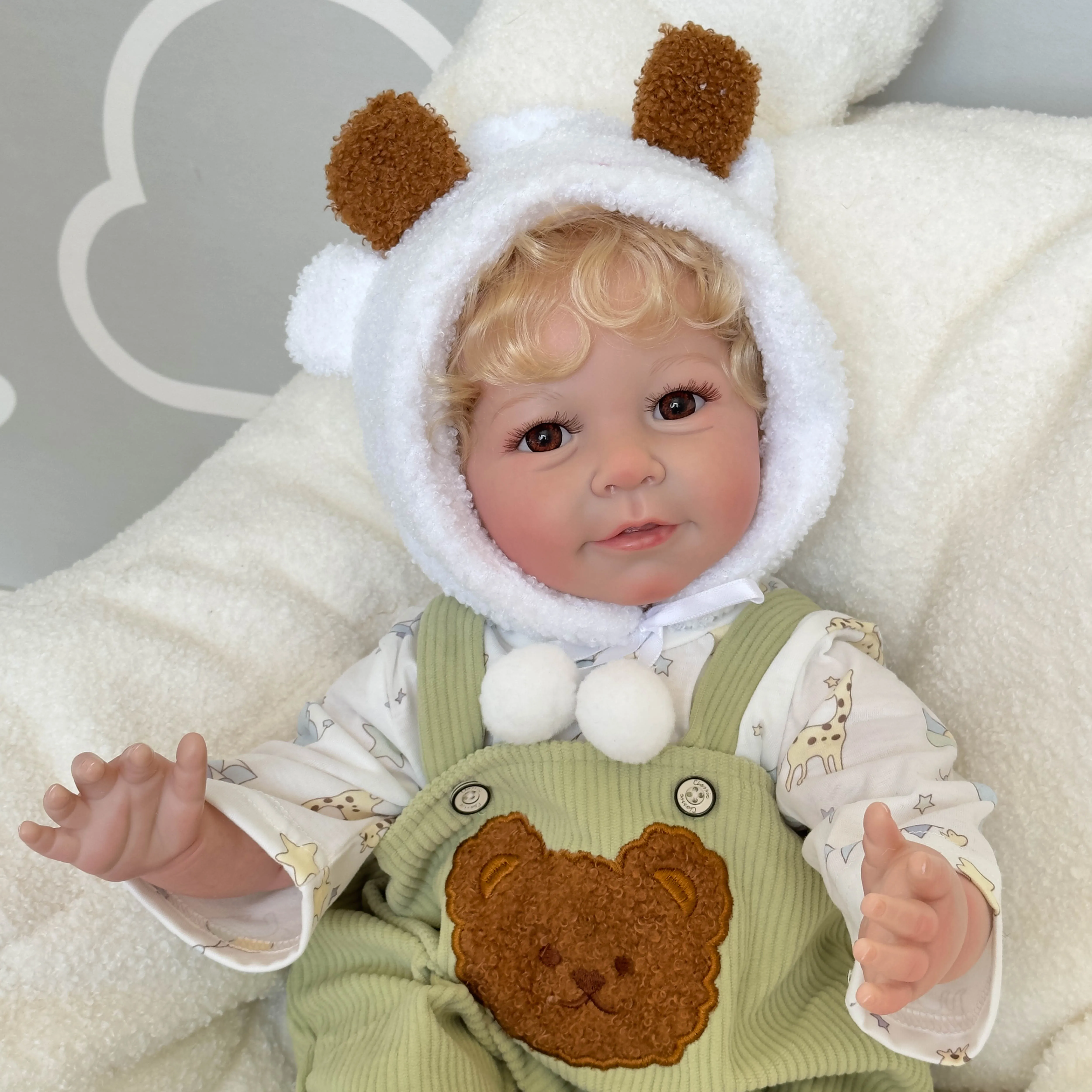 

55CM soft body bebe doll reborn baby boy doll newborn size blond rooted hair detailed 100% handmade collectible art doll