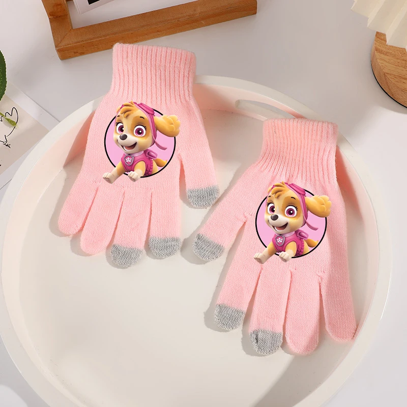 Paw Patrol Winter Gloves for Boys Girls Anime Cartoon Cute Knitted Mitten Children Warm Sports Fashion Glove Kids Haling Hands