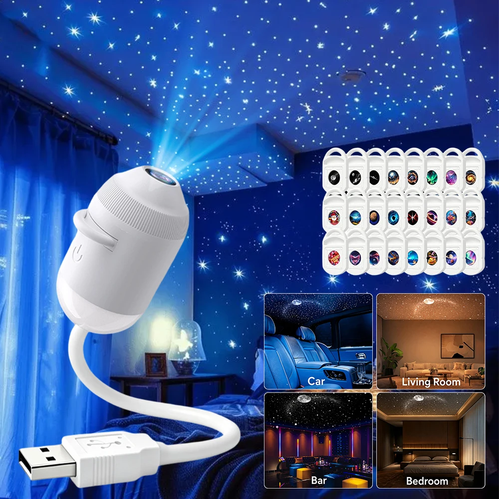 Smart Dynamic 5D Holographic Night Light Projector, 2-in-1 HD Plug and Play Galaxy Projector Portable Night Light Projector