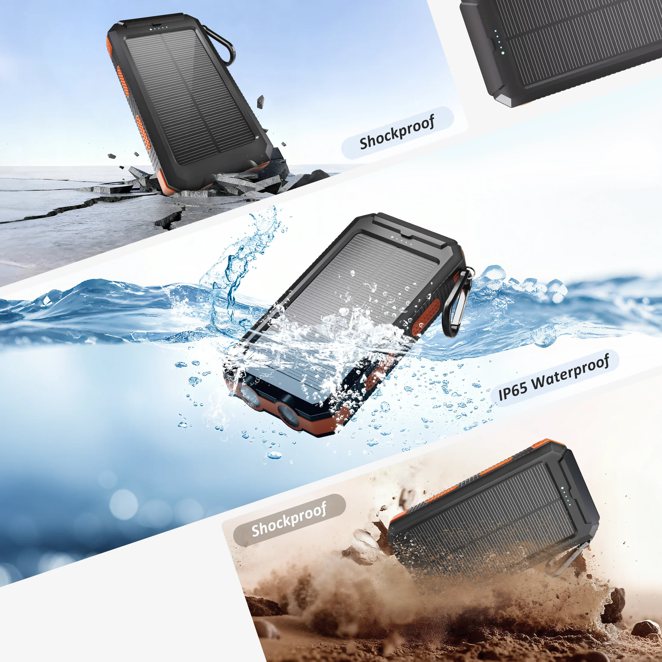 Solar power bank 38800mAh with built-in cable, lightweight and large capacity universal mobile power supply for mobile phones