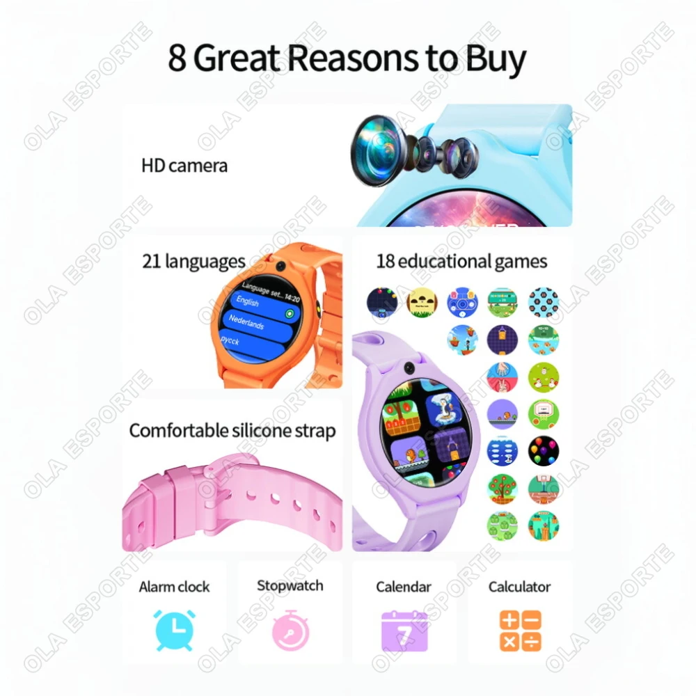Smart Watch Kids Waterproof Flashlight Camera 18 Games Alarm Reminders Sleep Monitoring Pedometer Children Boy Girl Watch Gifts
