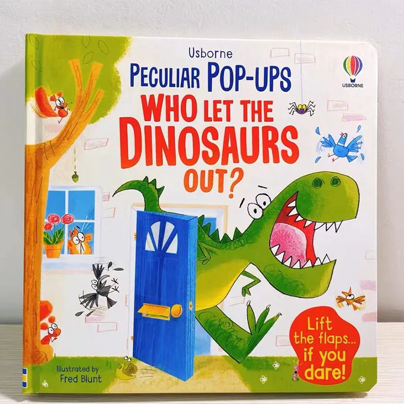 Siapa yang membiarkan dinosaurus keluar Usborne Pop-up buku gambar 3D kardus buku aktivitas buku cerita Inggris mainan anak-anak Montessori