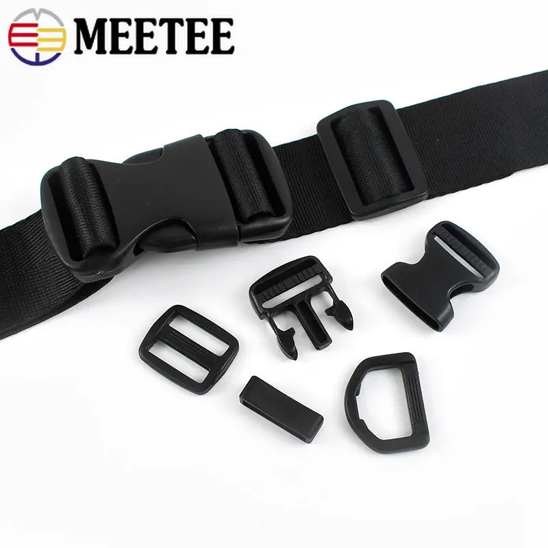 5/10Sets 20-50mm Plastic Quick Side Release Buckles Webbing Tri-Glide D Ring Adjust Clasp Bag Strap Connector Hook Accessories